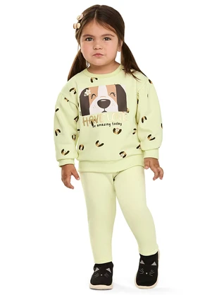 Elian - Conjunto Longo Cachorrinhos Infantil Verde - ELIAN