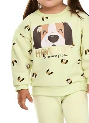 Elian - Conjunto Longo Cachorrinhos Infantil Verde - ELIAN