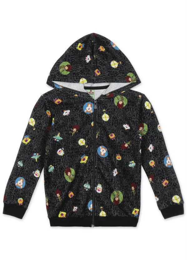 Lilica Ripilica - Conjunto Longo com Capuz Moletom Unissex Preto 2