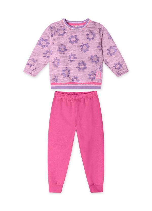 Marisol - Conjunto Longo Floral Moletom Infantil Lilás