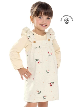 Colorittá - Conjunto Longo Infantil Menina Floral Bege - COLORITTÁ