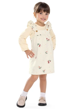 Colorittá - Conjunto Longo Infantil Menina Floral Bege - COLORITTÁ