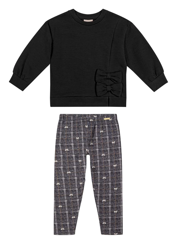 Colorittá - Conjunto Longo Infantil Menina Laços Preto