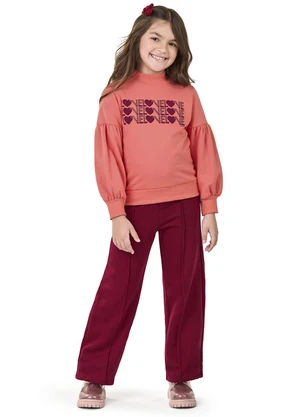 Elian - Conjunto Longo Infantil Menina Love Laranja - ELIAN