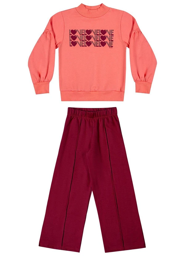 Elian - Conjunto Longo Infantil Menina Love Laranja 2