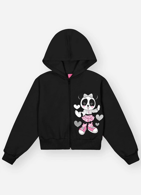 Abrange - Conjunto Longo Infantil Menina Panda Lover Preto 2