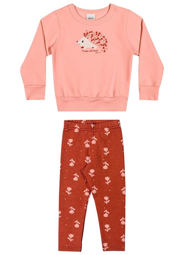 Elian - Conjunto Longo Infantil Moletom Estampado Rosa 2