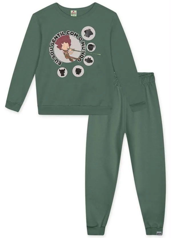 Lilica Ripilica - Conjunto Longo Infantil Unissex Verde 2