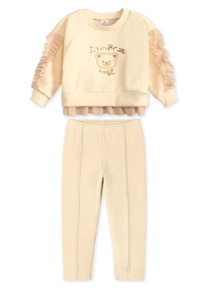 Marisol - Conjunto Longo Moletom Infantil Bege - MARISOL