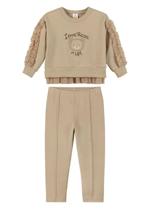 Marisol - Conjunto Longo Moletom Infantil Bege - MARISOL