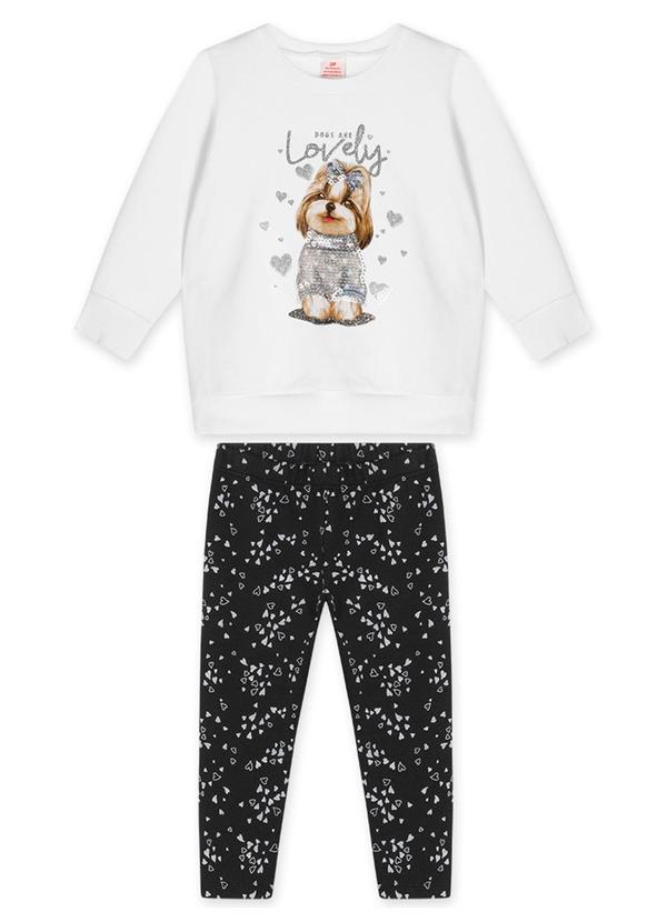 Marisol - Conjunto Longo Moletom Infantil Branco