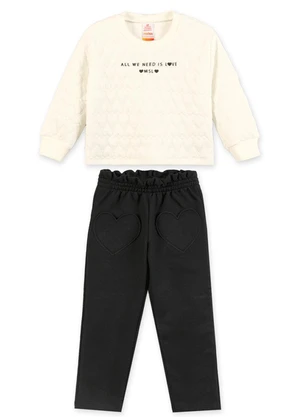 Marisol - Conjunto Longo Moletom Infantil Branco - MARISOL