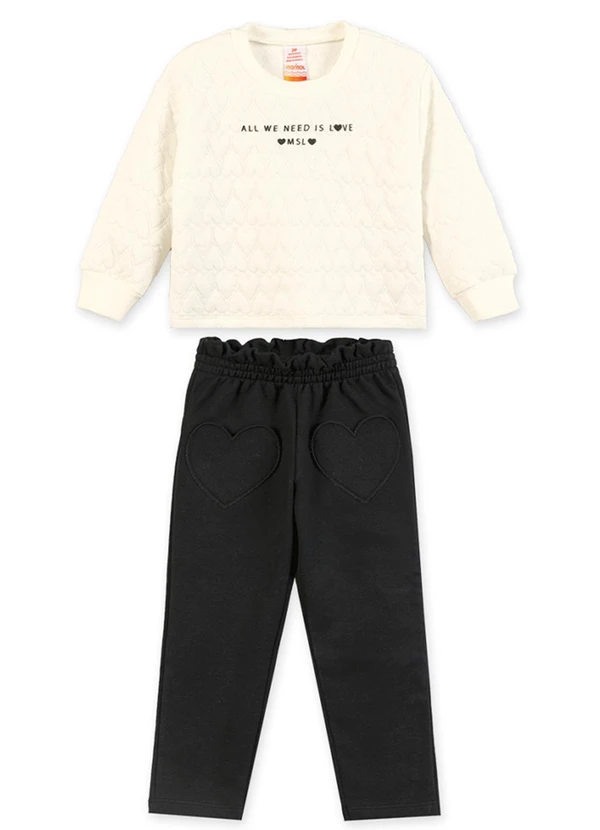 Marisol - Conjunto Longo Moletom Infantil Branco