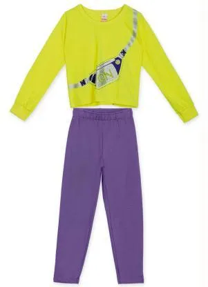 Marisol - Conjunto Longo Moletom Infantil Menina Amarelo - MARISOL
