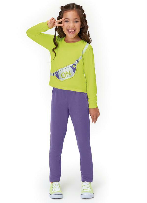 Marisol - Conjunto Longo Moletom Infantil Menina Amarelo