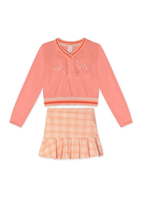 Marisol - Conjunto Longo Moletom Infantil Feminino Laranja