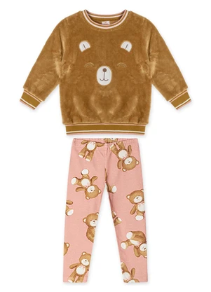 Marisol - Conjunto Longo Moletom Infantil Feminino Marrom - MARISOL