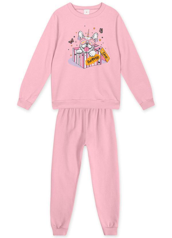 Marisol Play - Conjunto Longo Moletom Infantil Feminino Rosa