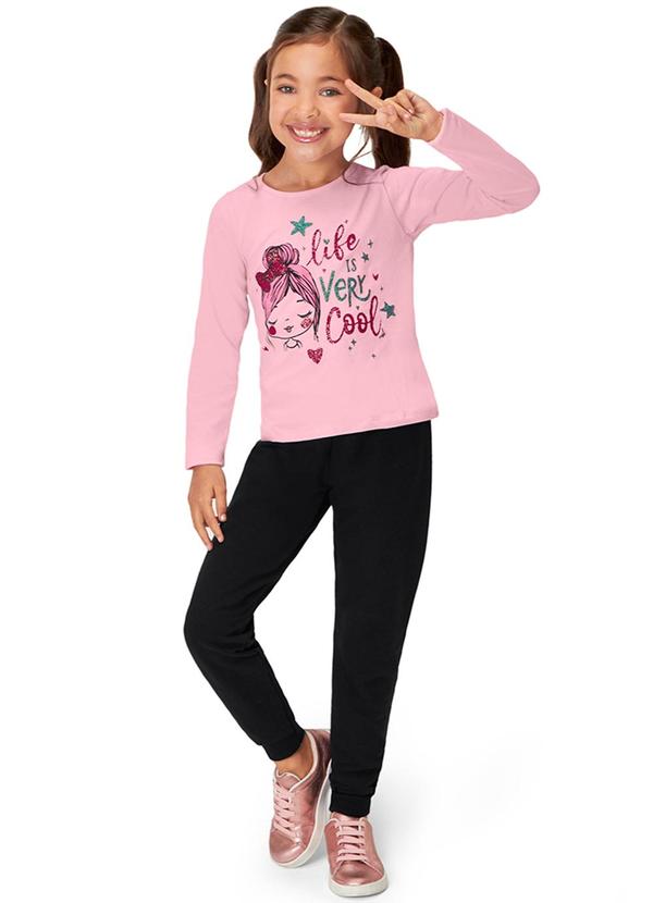 Marisol Play - Conjunto Longo Moletom Infantil Feminino Rosa