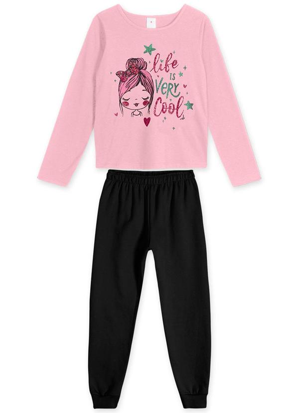 Marisol Play - Conjunto Longo Moletom Infantil Feminino Rosa 2