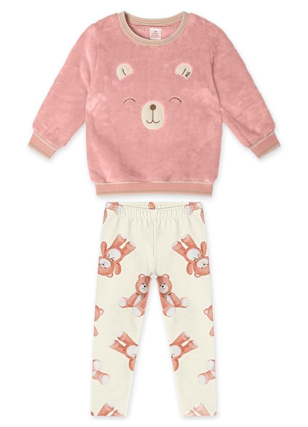 Marisol - Conjunto Longo Moletom Infantil Feminino Rosa