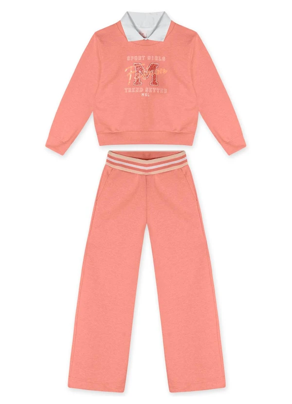 Marisol - Conjunto Longo Moletom Infantil Laranja