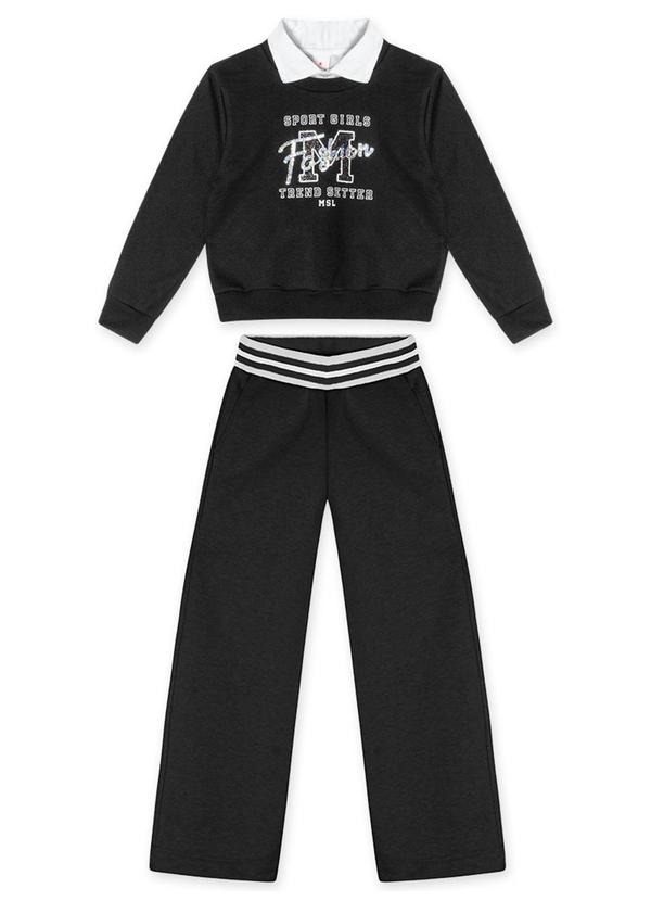 Marisol - Conjunto Longo Moletom Infantil Preto