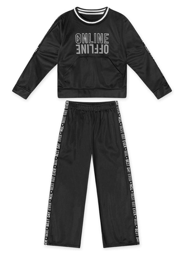 Marisol - Conjunto Longo Moletom Infantil Preto 1