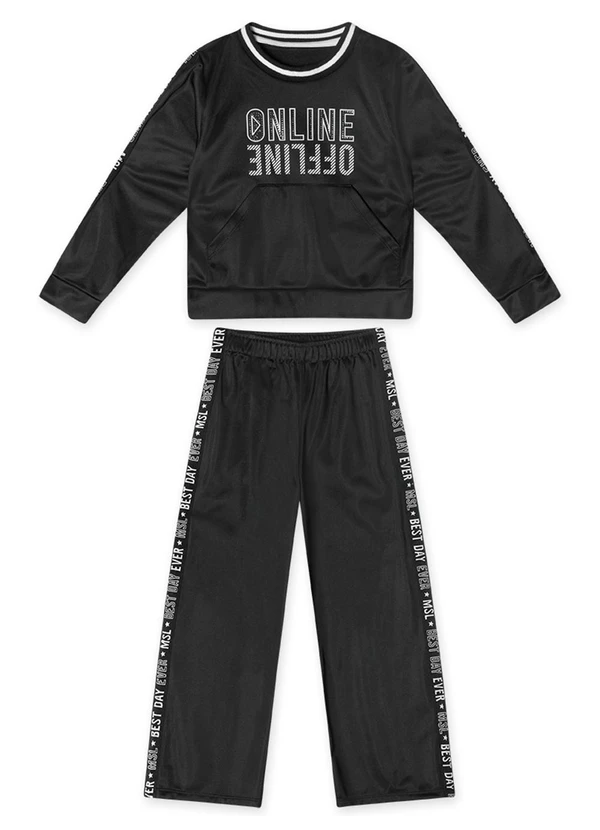 Marisol - Conjunto Longo Moletom Infantil Preto