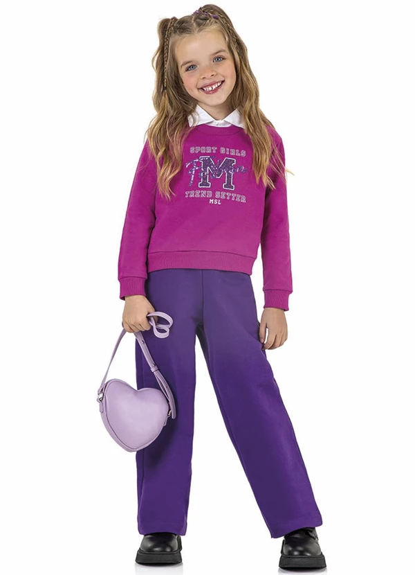 Marisol - Conjunto Longo Moletom Infantil Rosa