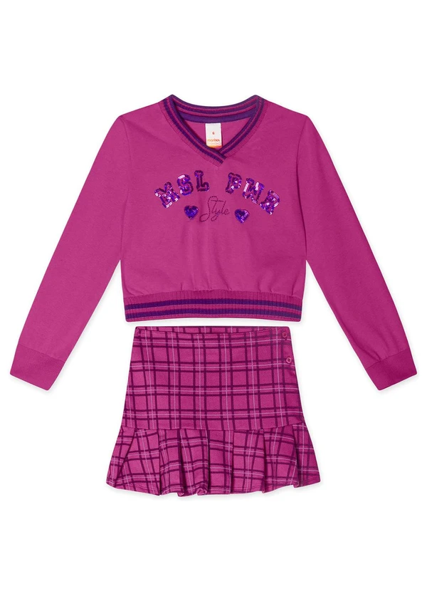 Marisol - Conjunto Longo Moletom Infantil Rosa 2