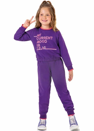 Marisol - Conjunto Longo Moletom Infantil Roxo - MARISOL