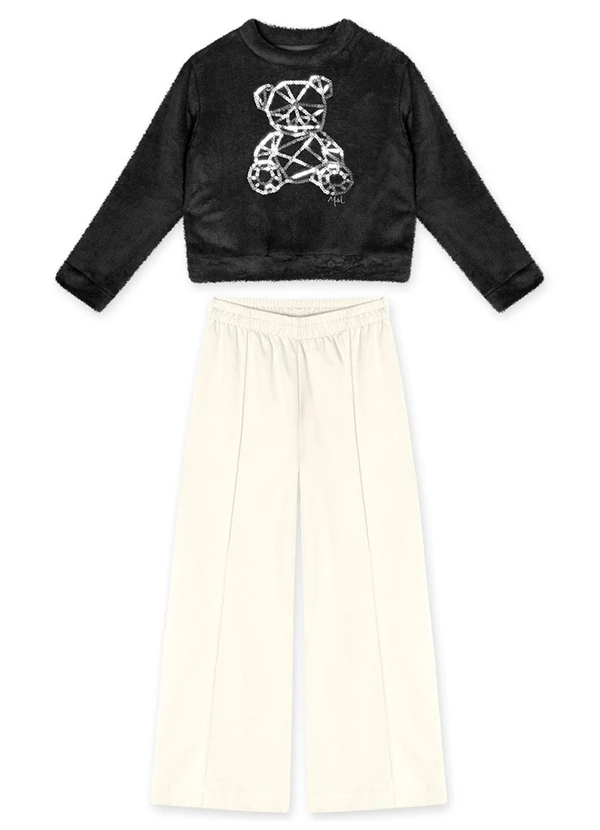 Marisol - Conjunto Longo Peluciado Infantil Preto