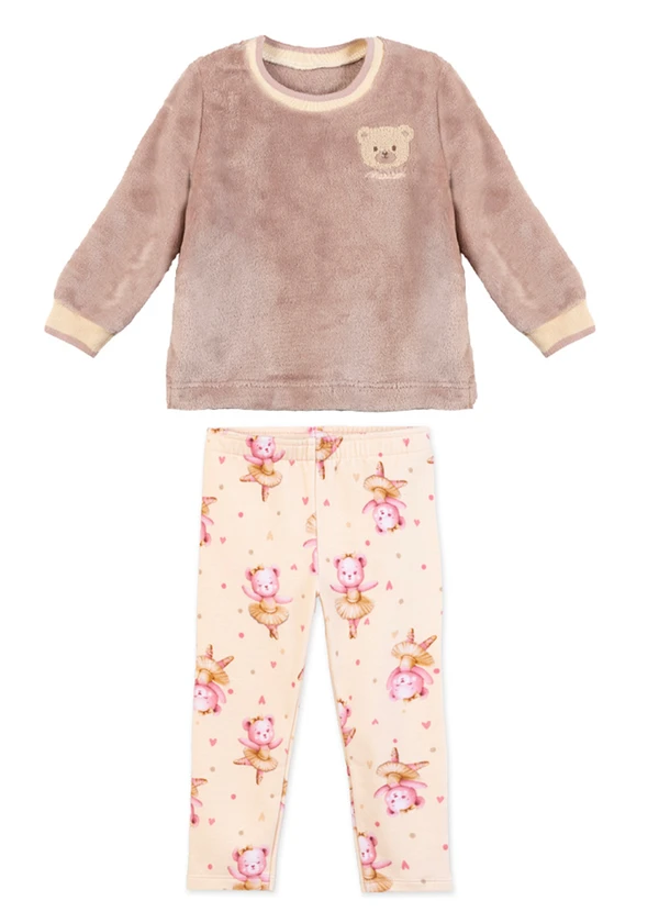 Marisol - Conjunto Longo Peluciado Infantil Rosa