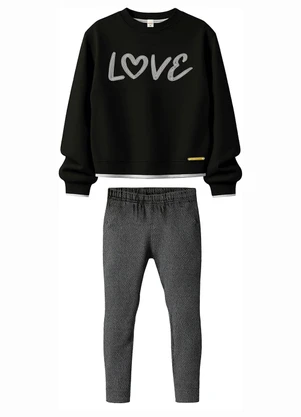 Carinhoso - Conjunto Love com Bordado Preto - CARINHOSO