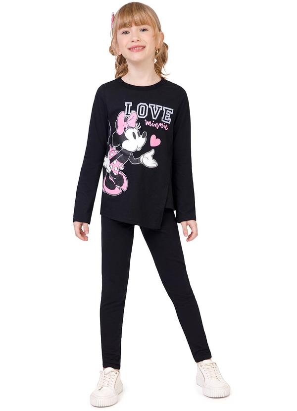 Malwee Kids - Conjunto Love Minnie® com Glitter Preto