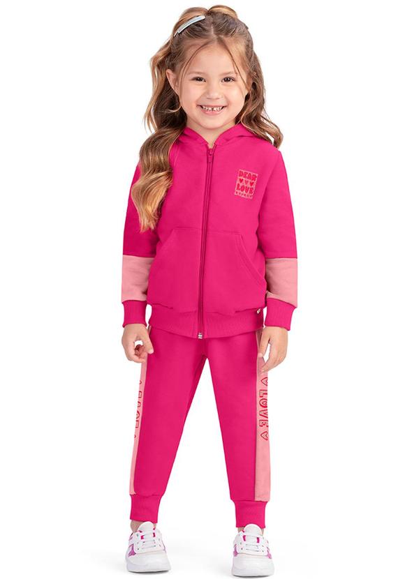 Alenice - Conjunto Love Moletom Menina Rosa