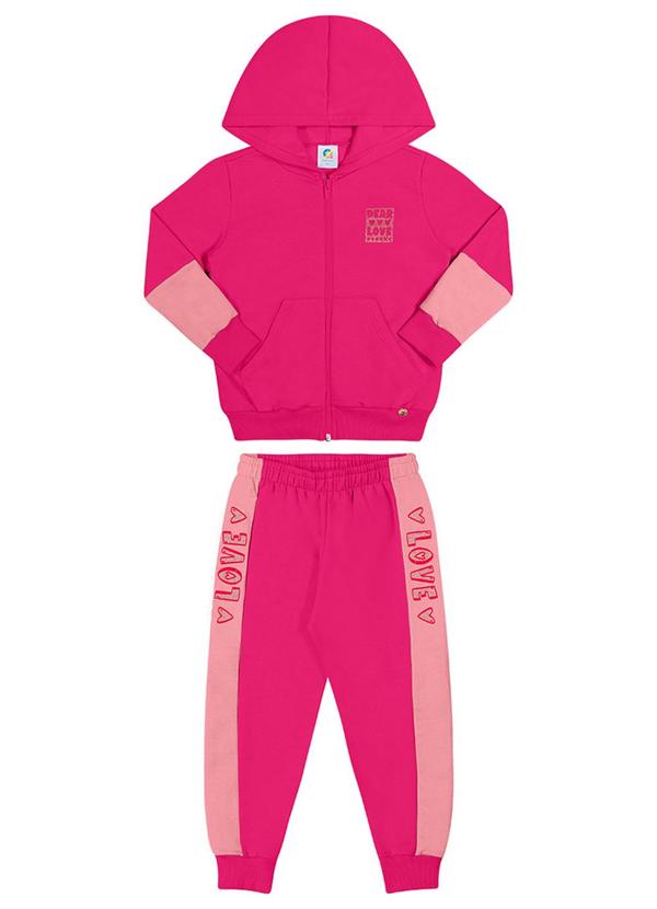 Alenice - Conjunto Love Moletom Menina Rosa 2