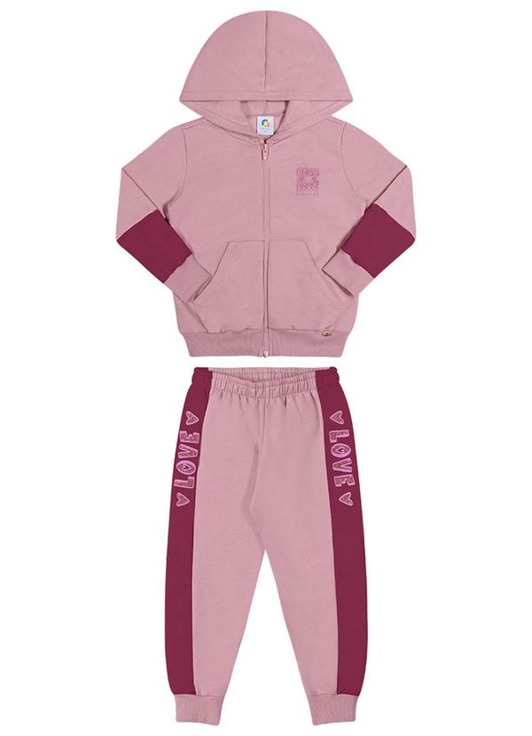 Alenice - Conjunto Love Moletom Menina Rosa