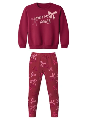 Malwee Kids - Conjunto Lovely Days em Moletom Bordô - MALWEE KIDS