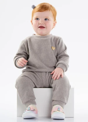 Pulla Bulla - Conjunto Malha Tricot Cinza - PULLA BULLA