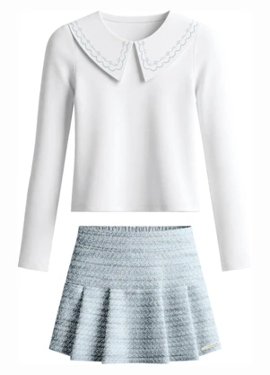 Carinhoso - Conjunto Malha Tweed Lurex Branco - CARINHOSO