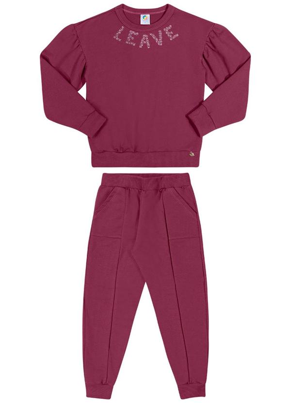 Alenice - Conjunto Manga Bufante Elegante Menina Vermelho