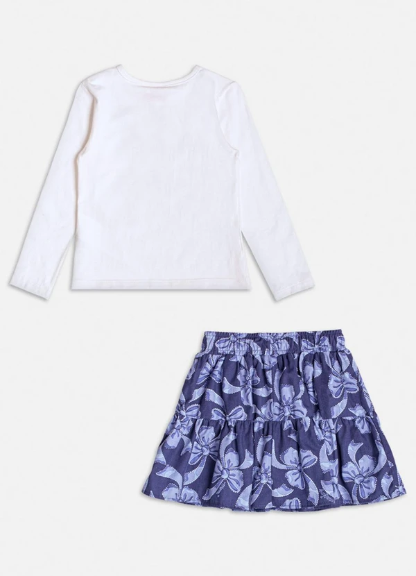 Momi - Conjunto Manga Longa com Laços e Strass Azul 2