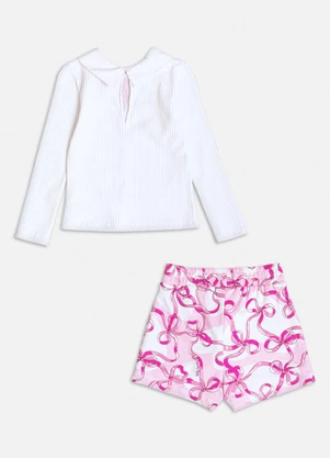 Momi - Conjunto Manga Longa com Laços Off White - MOMI