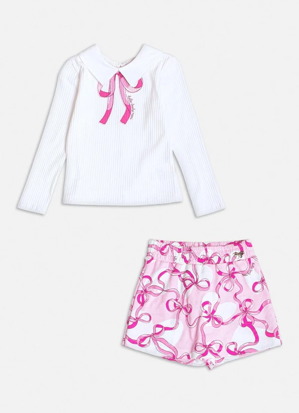 Momi - Conjunto Manga Longa com Laços Off White