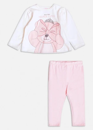 Momi - Conjunto Manga Longa de Ursinho Rosa - MOMI