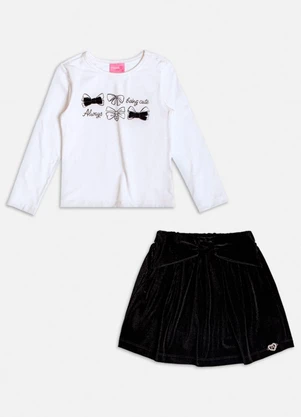 Momi - Conjunto Manga Longa de Veludo com Laço Preto - MOMI