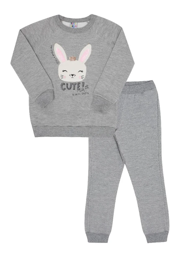 Pulla Bulla - Conjunto Manga Longa MeninaCinza