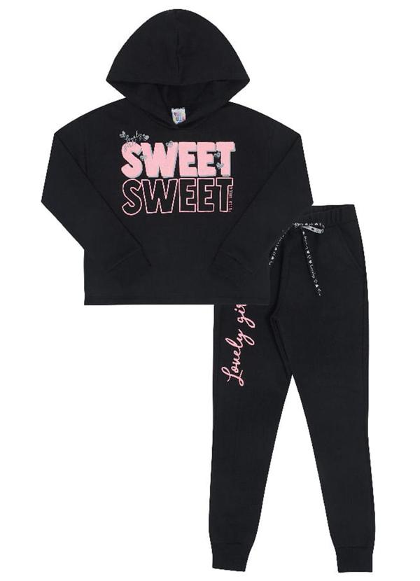 Pulla Bulla - Conjunto Manga Longa Menina Preto